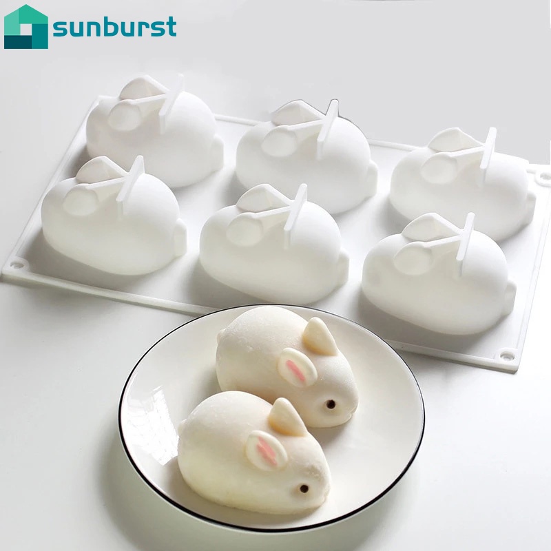 Khuôn Silicon Tạo Hình Làm Bánh Kẹo Hình Thỏ / Heo 3d Diy