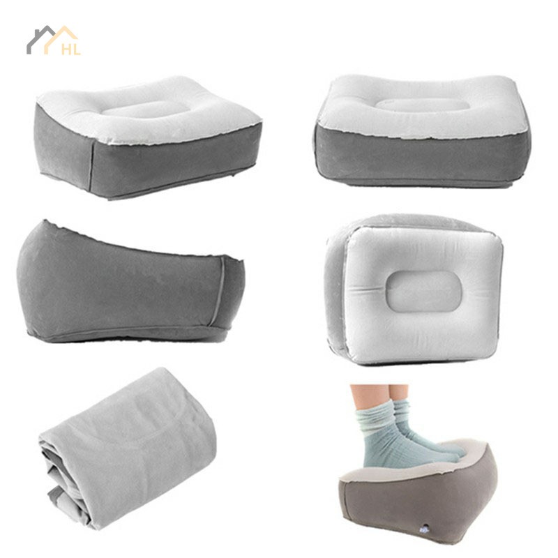 Leader Portable Inflatable Foot Rest Pillow Cushion PVC Air Travel Office Home Leg Up Footrest Relaxing Feet Tool