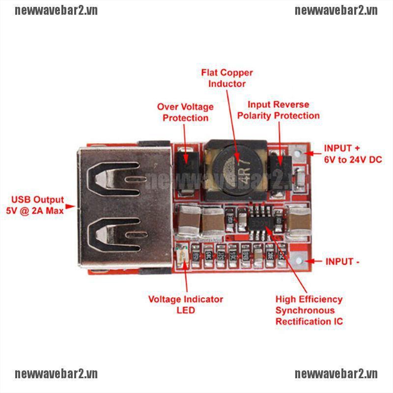 Bộ 2 Phụ Kiện Giảm Áp Dc 6-24v / 24v Sang 5v 3a Chuyên Dụng