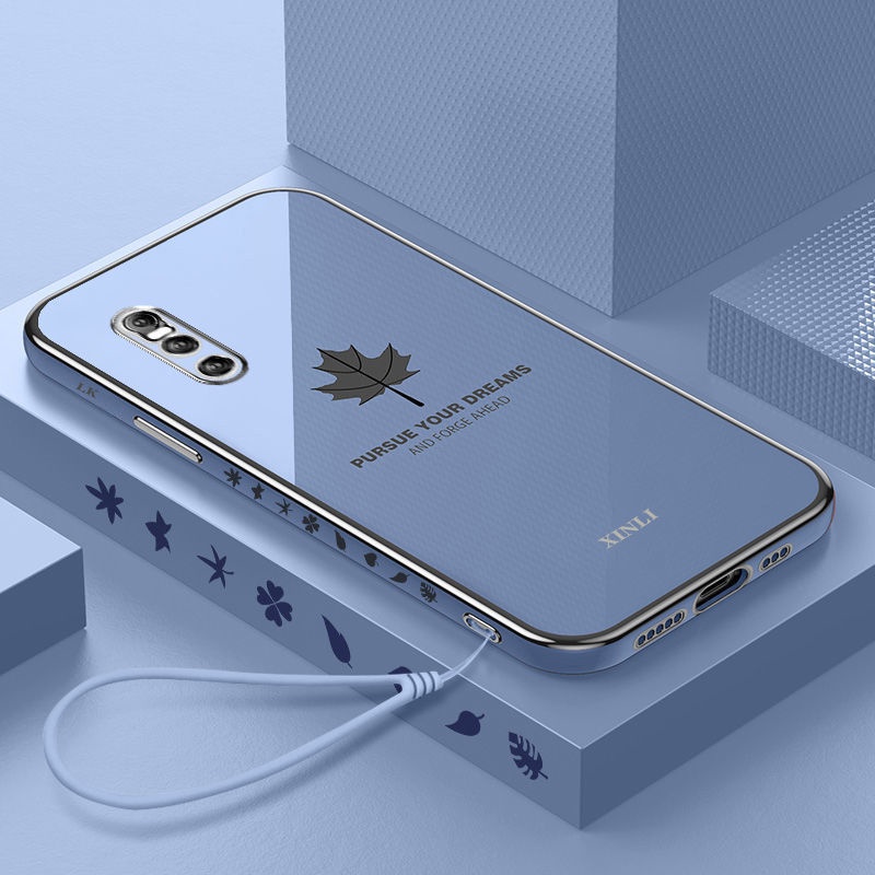 Ốp Điện Thoại Mạ Điện Hình Lá Phong Kèm Dây Đeo Cho iqoo 7 neo 5 neo 3 z1 x z5 neo 5 s
