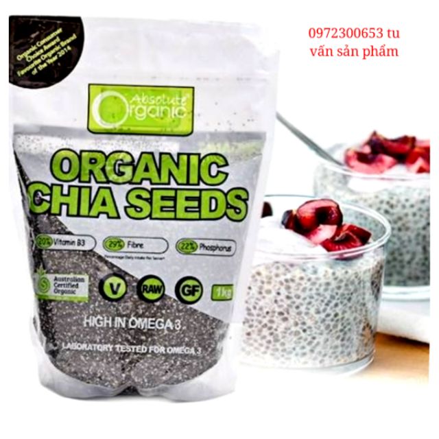 HẠT CHIA ÚC ORGANIC XANH 1KG DATE THÁNG 12 2022
