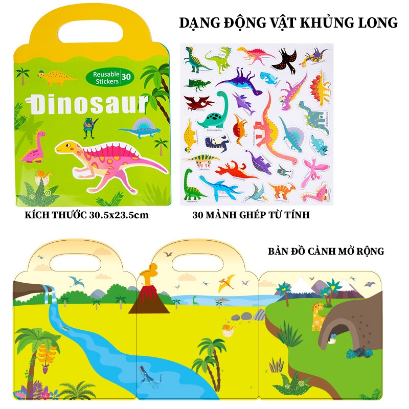 Học liệu giáo dục montessori - Ghép hình từ tính vào bản đồ cảnh theo chủ đề khai sáng nhận thức cho trẻ