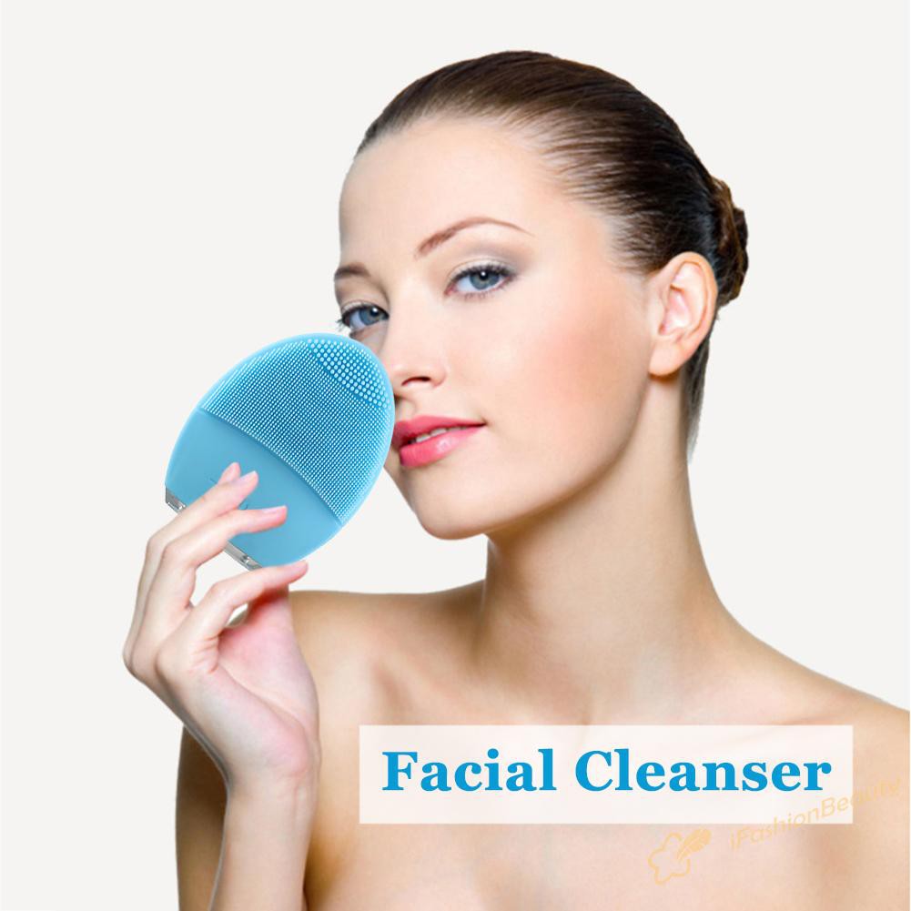 【New】Face Cleansing Brush Electric Facial Massager Silicone Vibration Cleaner