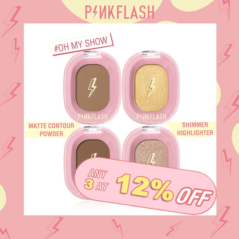 PINKFLASH OhMyShow Phấn tạo khối mịn màng lấp lánh trang điểm tự nhiên