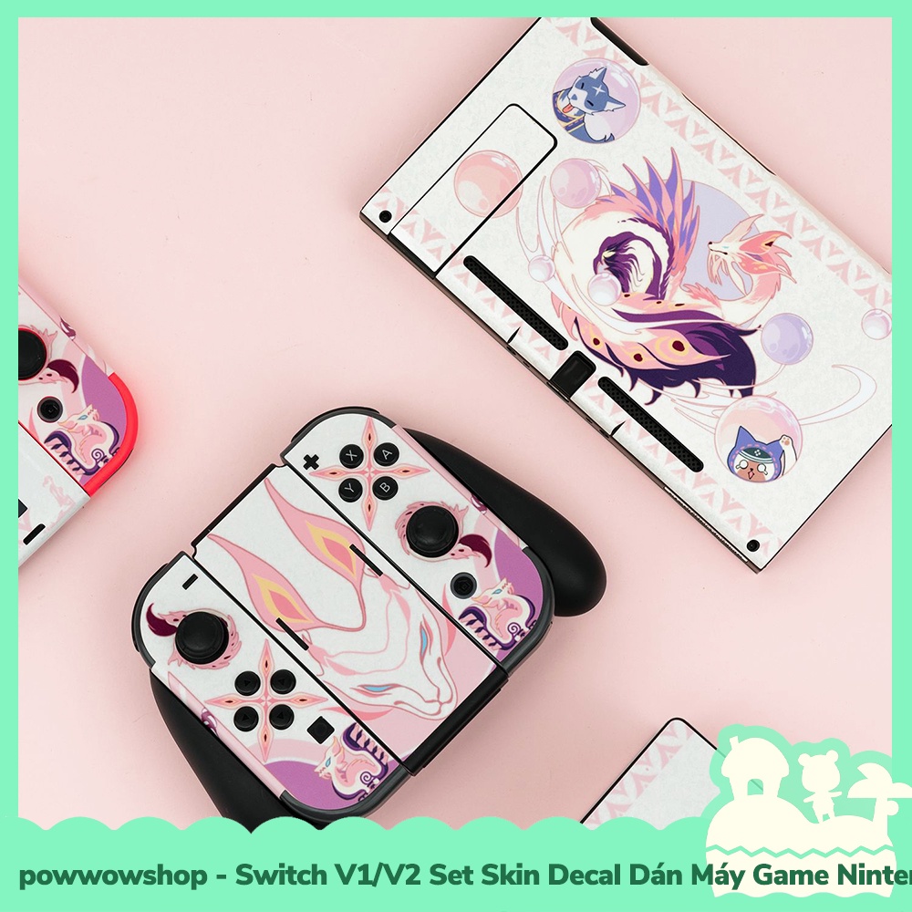 [Sẵn VN - Hỏa Tốc] Switch V1/V2 Set Skin Decal + PVC Dán Máy Game Nintendo Switch Monster Hunter Rise Mizutsune