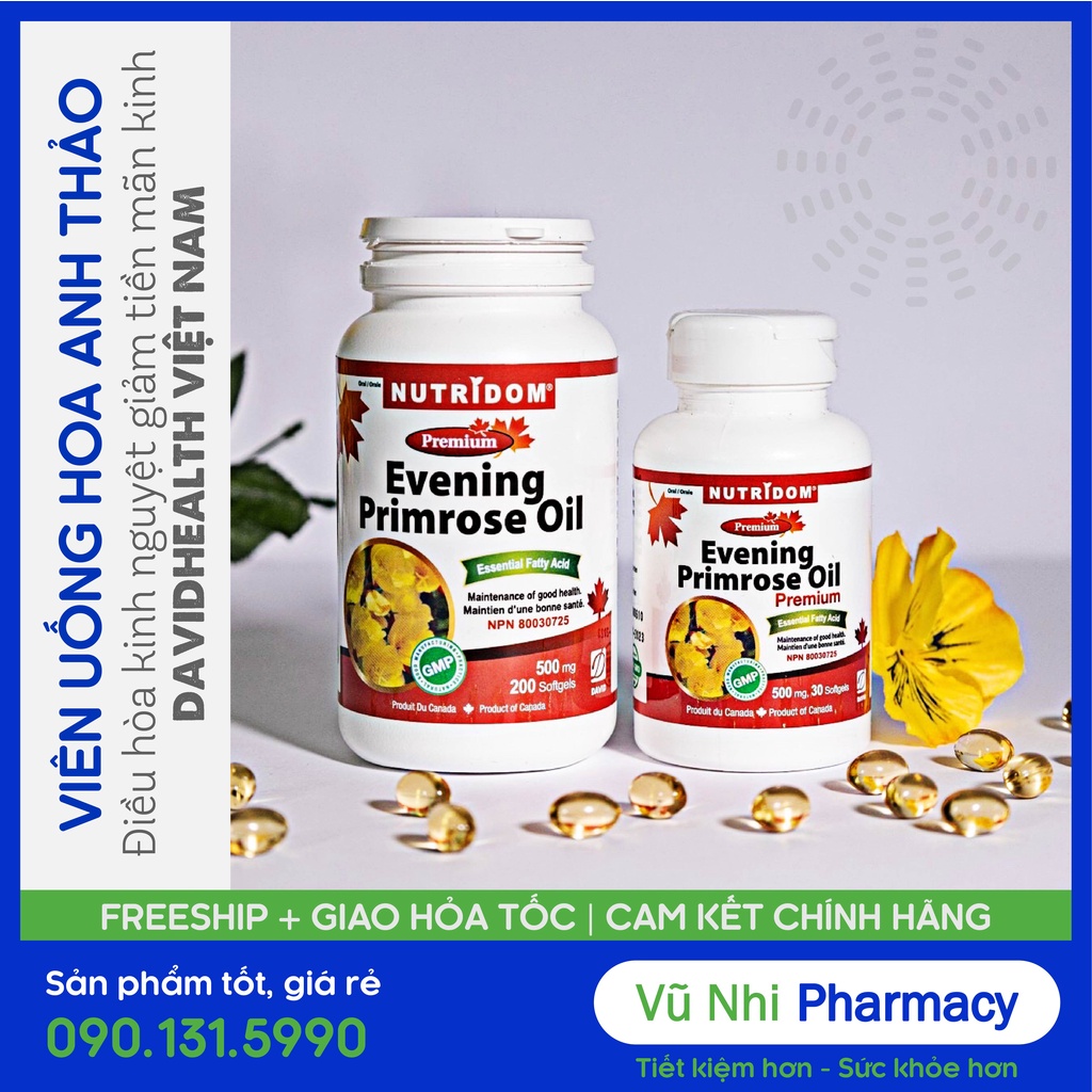 Hộp 200 Viên Uống Dầu Hoa Anh Thảo (Evening Primrose), Viên Uống Nội Tiết Tố