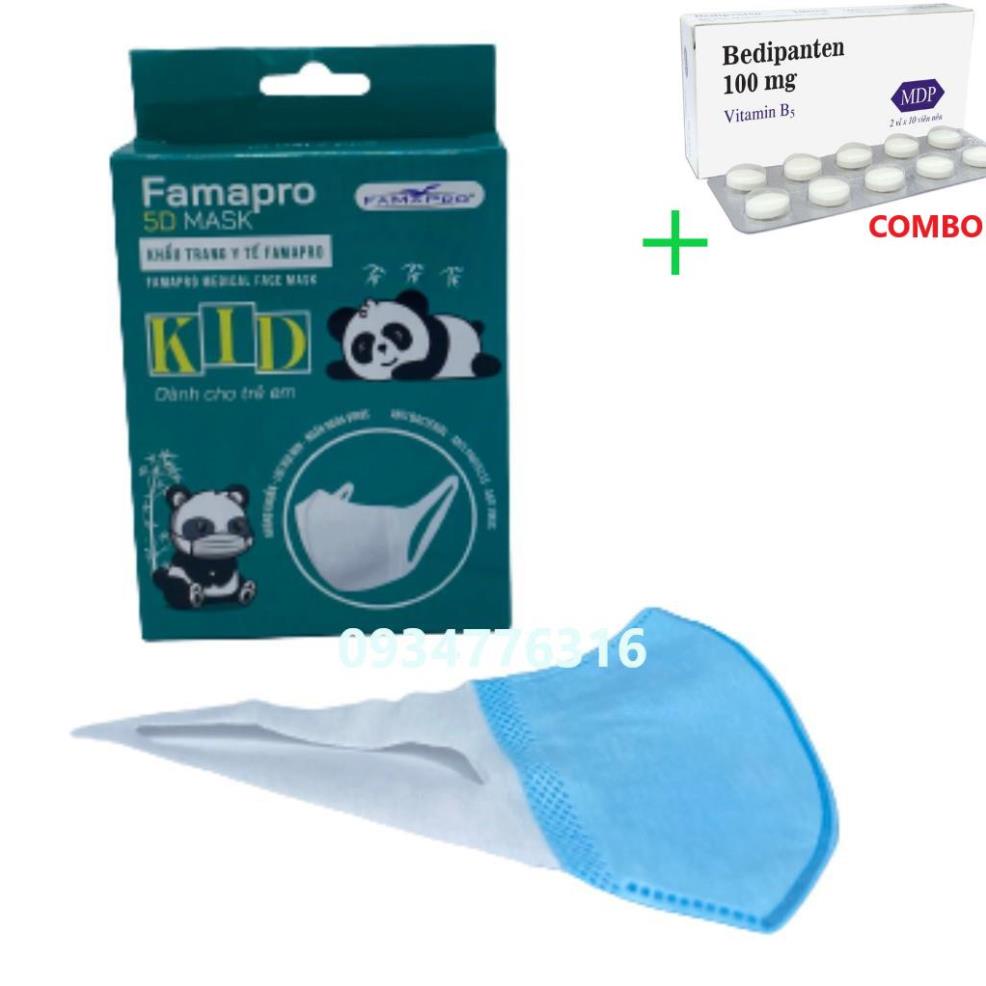 Combo Bedipanten 100mg +  ✅ Bảo vệ bé yêu - Khẩu trang y tế trẻ em kháng khuẩn 3 lớp Famapro 5D Mask kid quai vải