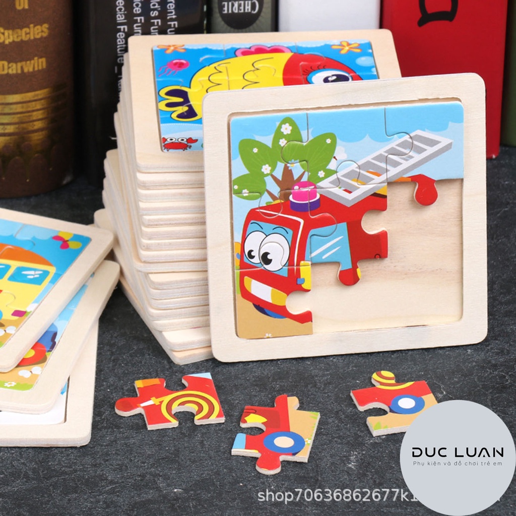 Đồ chơi gỗ xếp hình 10x10cm - đồ chơi thông mình cho bé 3 tuổi