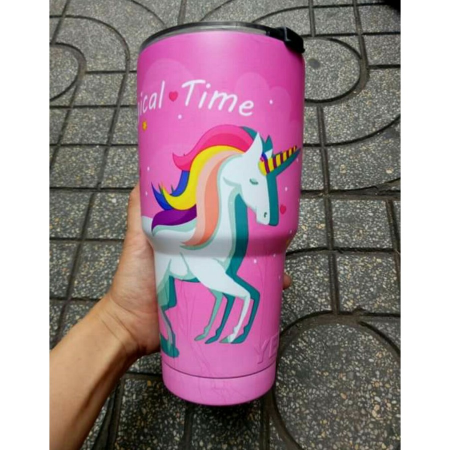 Ly Yeti 900ml hoạt hình - bình nước Inox 304 giữ nhiệt tặng kèm phụ kiện
