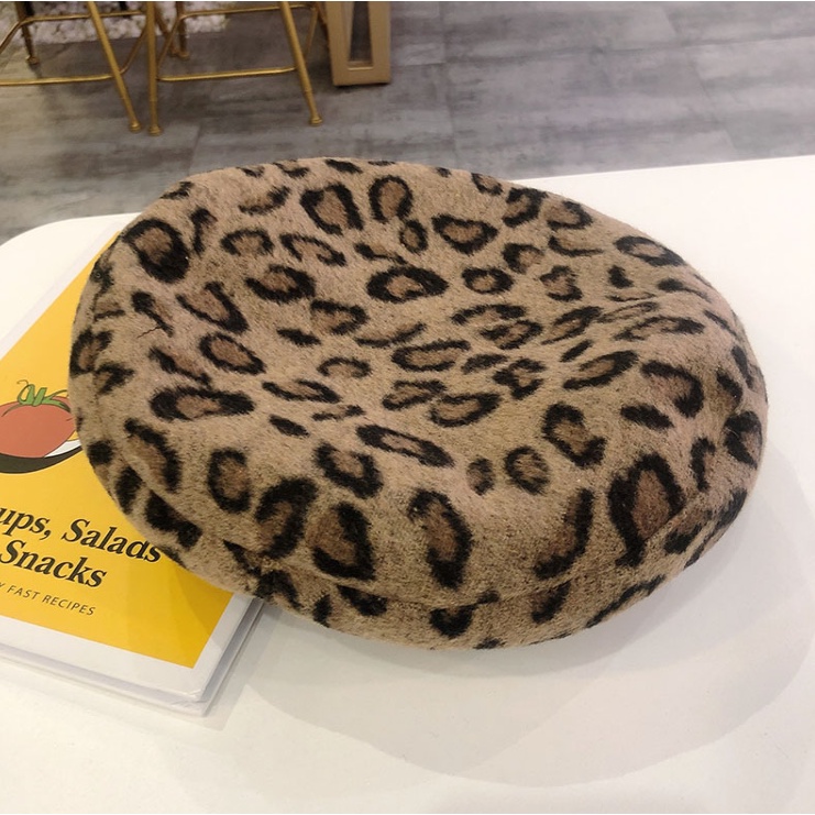 Mũ Beret Họa Tiết Da Báo Cá Tính Cho Nữ