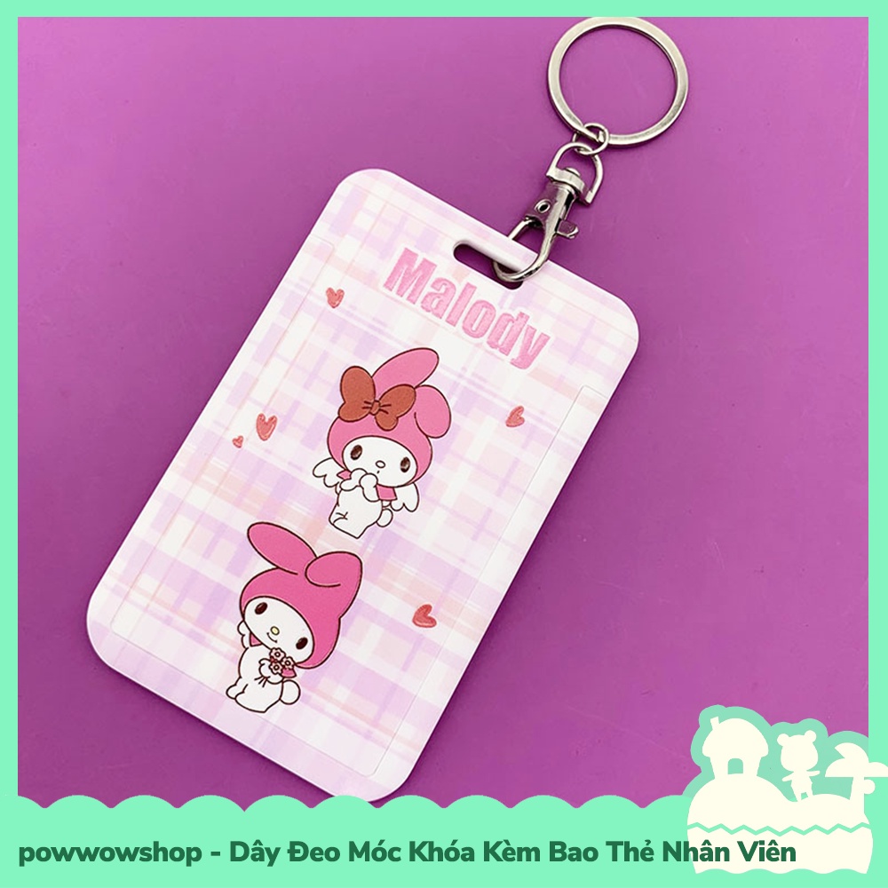 [Sẵn VN - Hỏa Tốc] Dây Đeo Thẻ, Bao Thẻ Nhân Viên Kèm Móc Khóa Mẫu Sanrio Pastel Purin, Cinnamoroll, Hello Kitty