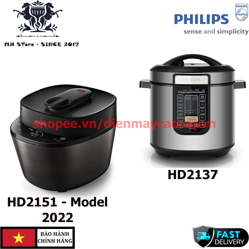 Nồi áp suất điện tử cao cấp Philips HD2151/66 và HD2137/65