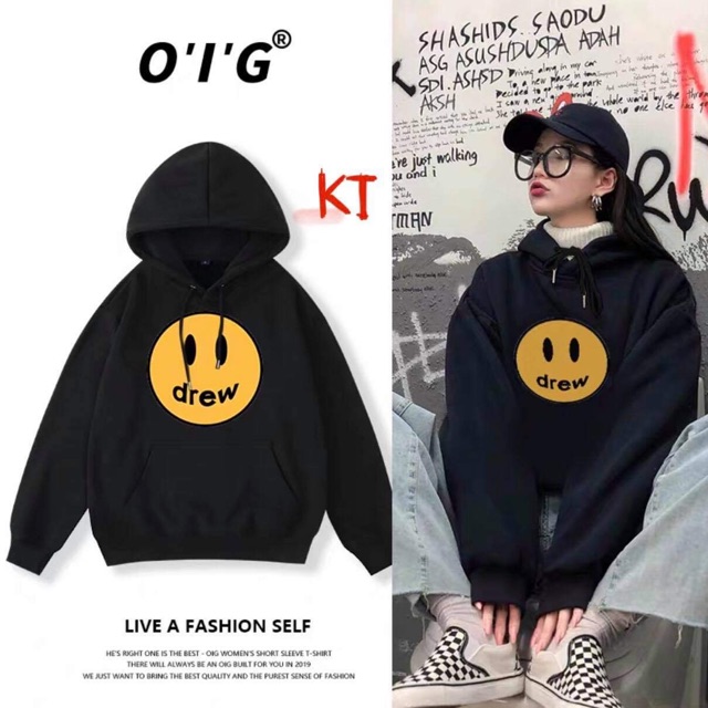 Áo hoodie mặt cười drew