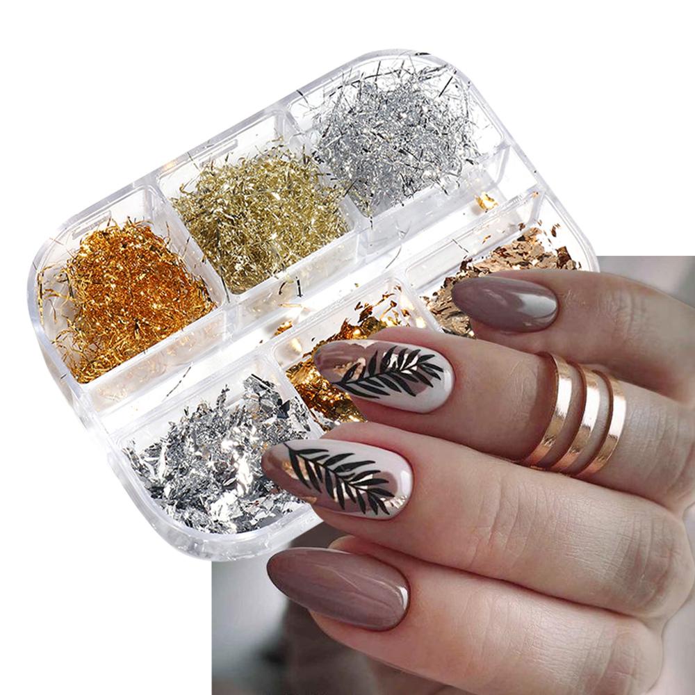 Hộp Giấy Foil 6 Ngăn Dán Móng Tay Nghệ Thuật