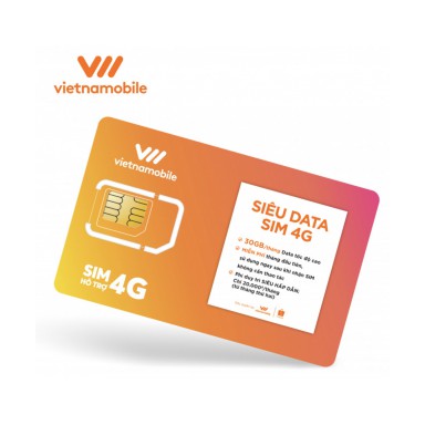 Sim siêu data vietnammobile [ 30 Gb tốc độ cao ] Ko có gói tháng đầu,