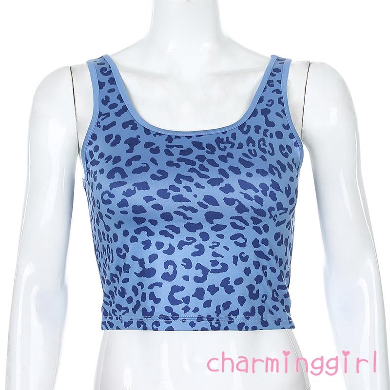Áo croptop không tay họa tiết da báo thiết kế quyến rũ
