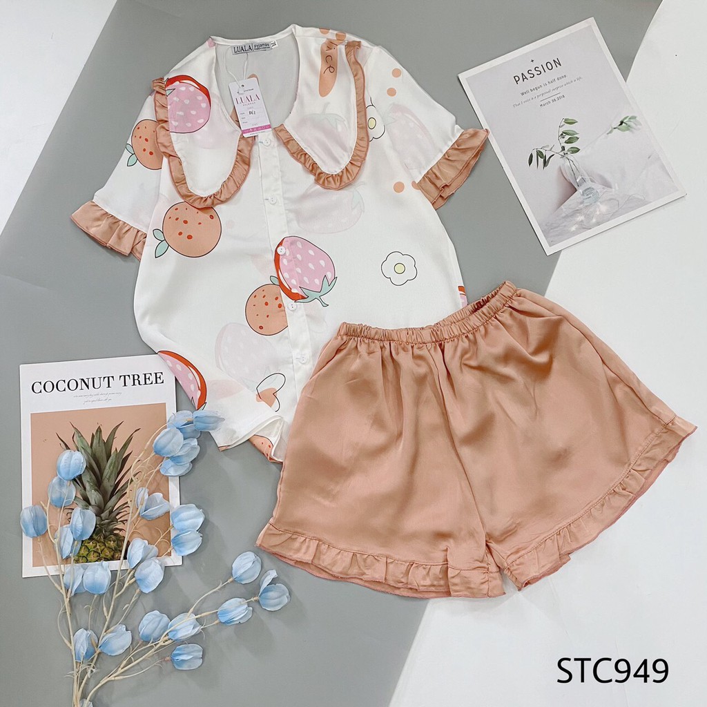 Bán Sỉ Lẻ SLL Pijama Lụa Satin Cao Cấp Mềm Mịn Thấm Hút Mồ Hôi - Bộ Mặc Nhà Cộc Đùi Thiết Kế Tay Dơi Xinh Xắn | BigBuy360 - bigbuy360.vn