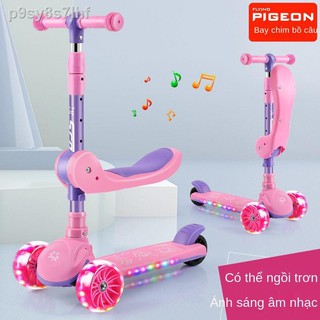 [Ảnh thật/Sẵn] Xe trượt scooter chim bồ câu cho bé 1-3-6-8 tuổi, 2 có thể ngồi, đi và patin ba trong một trẻ em
