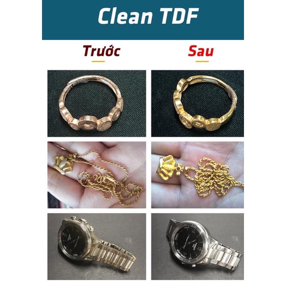 Nước Rửa Vàng Bạc Nữ Trang CLEAN TDF , Làm Mới Trang Sức Sáng Bóng Hiệu Quả