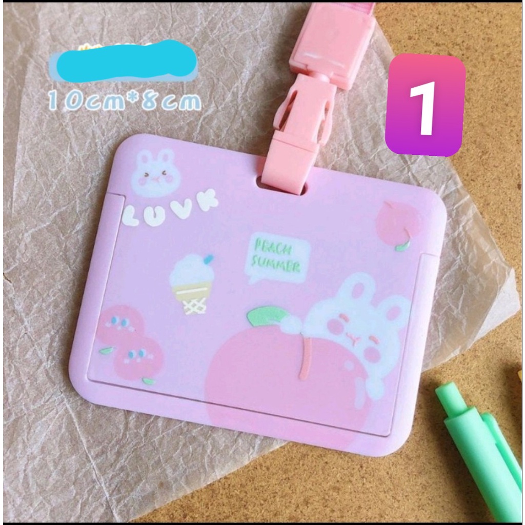 Thẻ tên ngang kèm dây đeo hình thỏ , cô gái cute