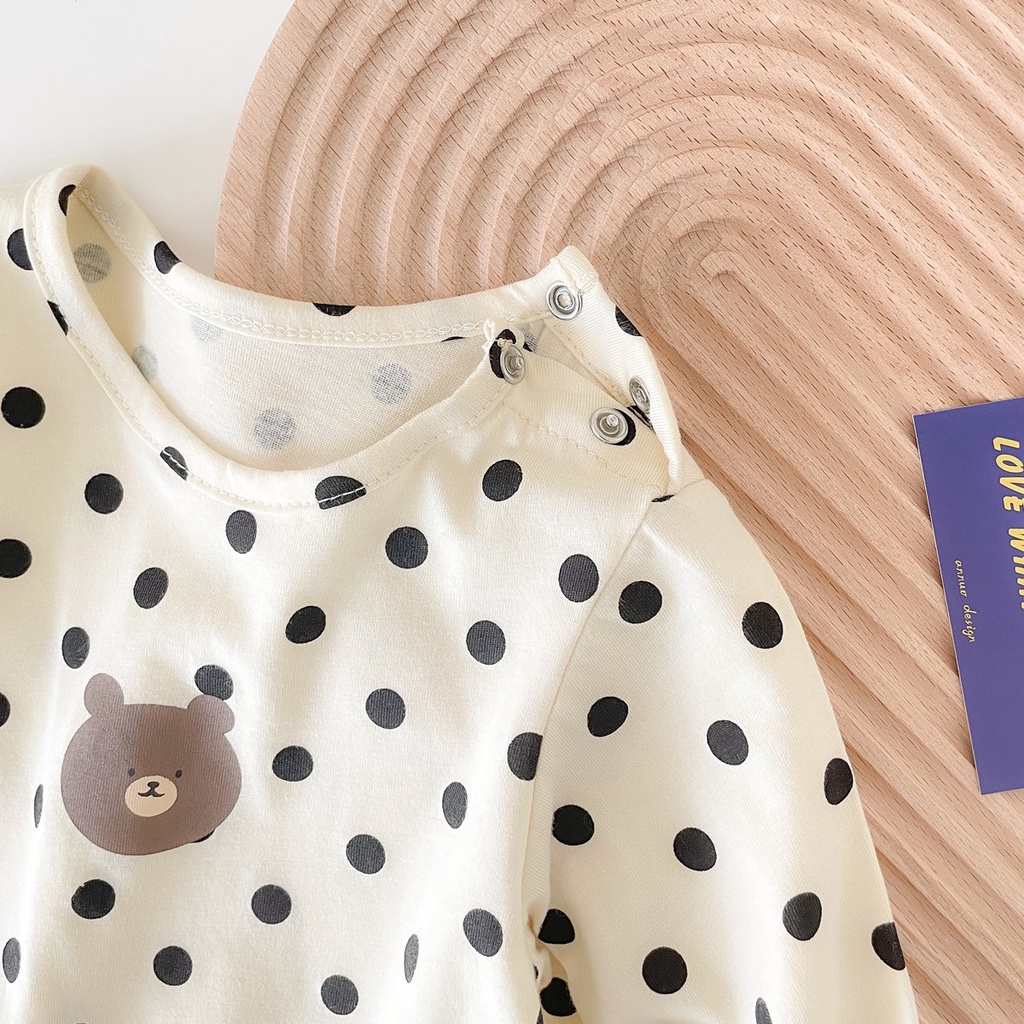 Sanlutoz Bộ Áo Liền Quần Chấm Bi Hình Gấu Dễ Thương Cho Trẻ Sơ Sinh