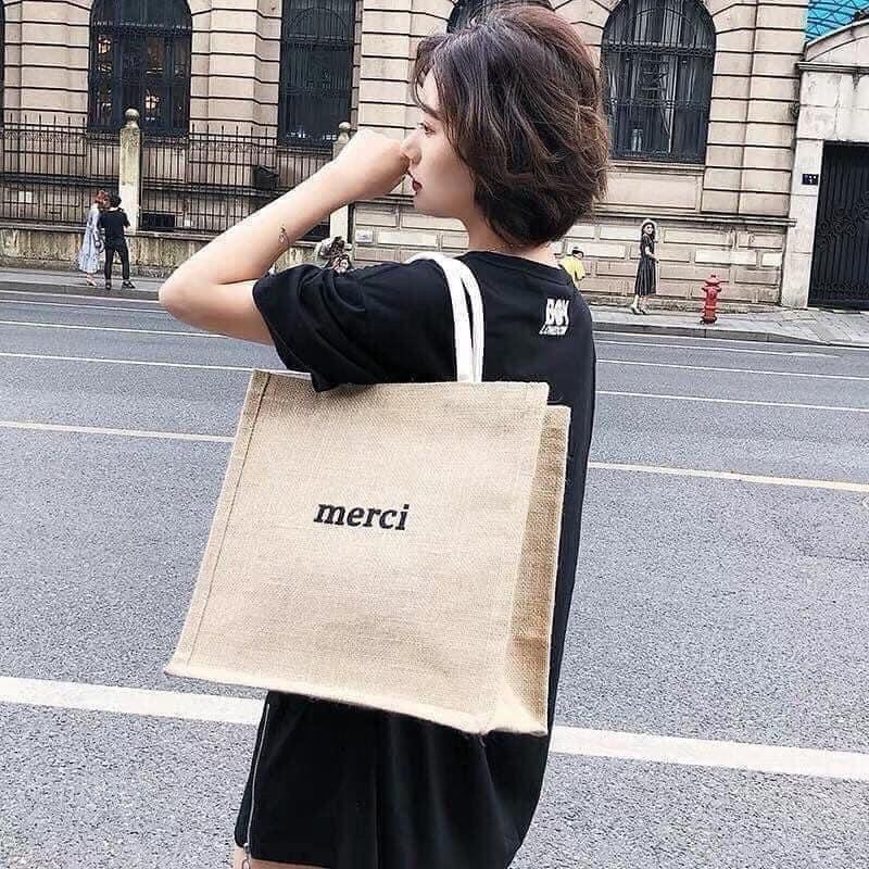 [freeship- sẵn] Túi vải Merci.