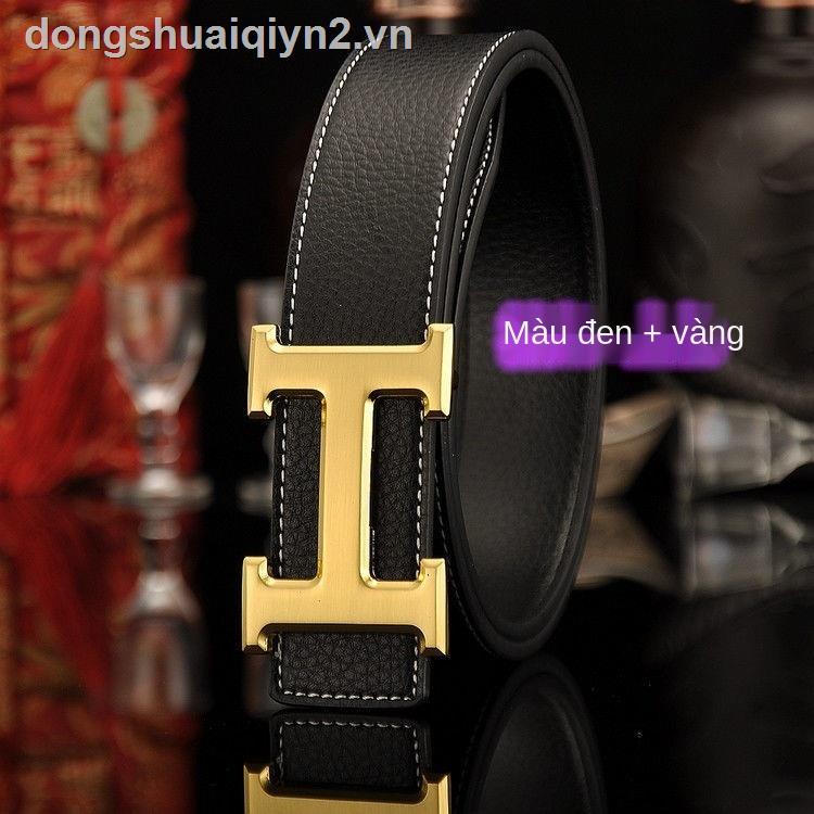Thắt lưng da bò phối khóa cài hình chữ H thời trang cho nam
