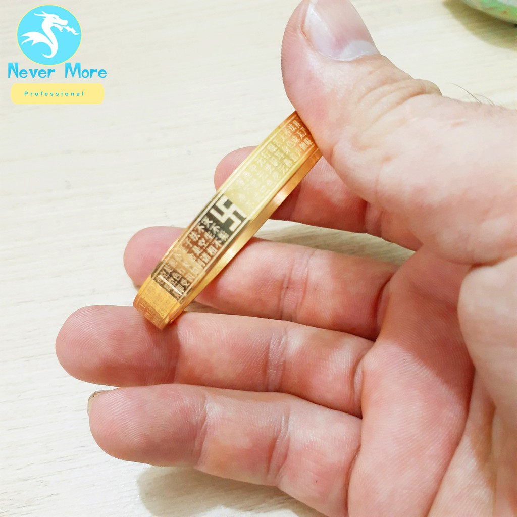 (Sốc) Sỉ Vòng Tay Bát Nhã Tâm Kinh Hình Tròn, Màu Vàng Titan Cao Cấp Ln119 - Đeo Tay Vạn Sự May