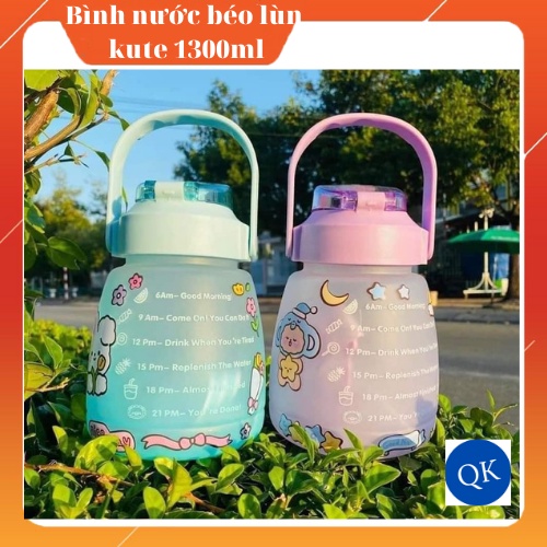 Bình Nước Nhựa SIZE TO CÓ CHIA VẠCH TIỆN LỢI BÉO LÙN KUTE_ THỂ TÍCH 1300ml - THỂ TÍCH 2000ML