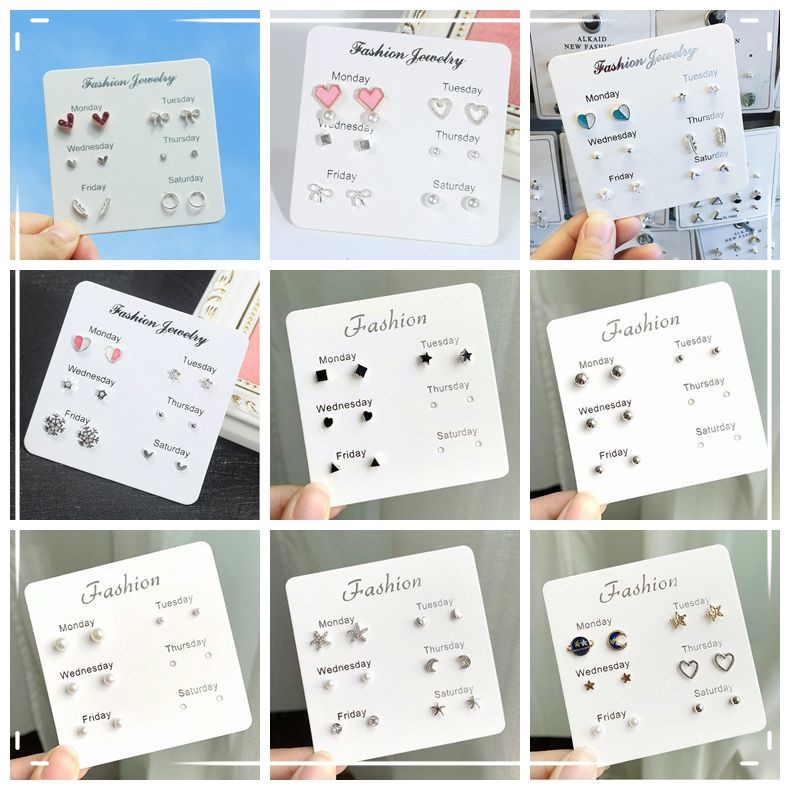 Set 6 hoa tai kiểu dáng đơn giản phong cách Hàn Quốc