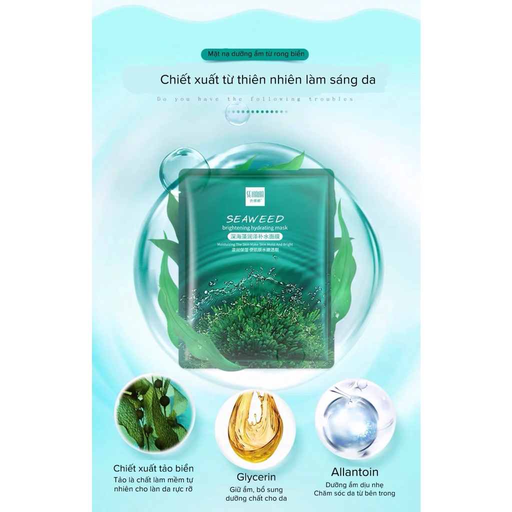 Mặt nạ giấy tảo biển cấp ẩm dưỡng trắng da làm lành mụn 30g MINIGIRL MN5