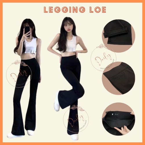 Quần Legging Nữ Ống Loe Tôn Mông Hack Dáng Lưng Cao 7cm Chất Cotton Lạnh Daily