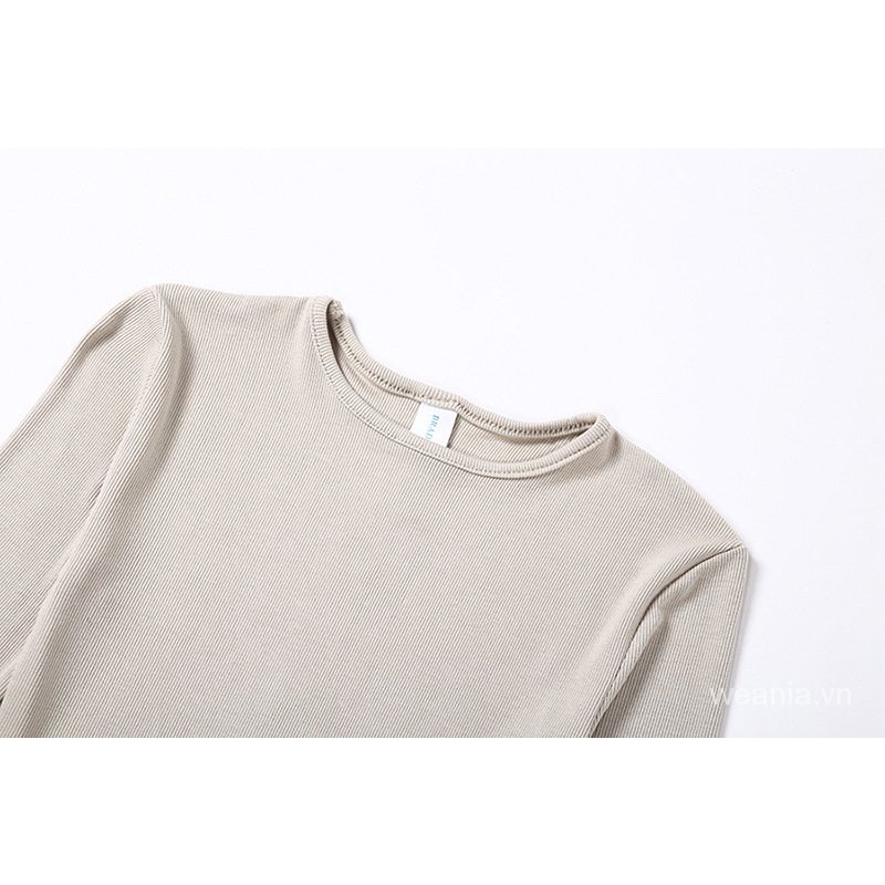 Bodysuit tay dài màu trơn thiết kế thanh lịch cho phái nữ