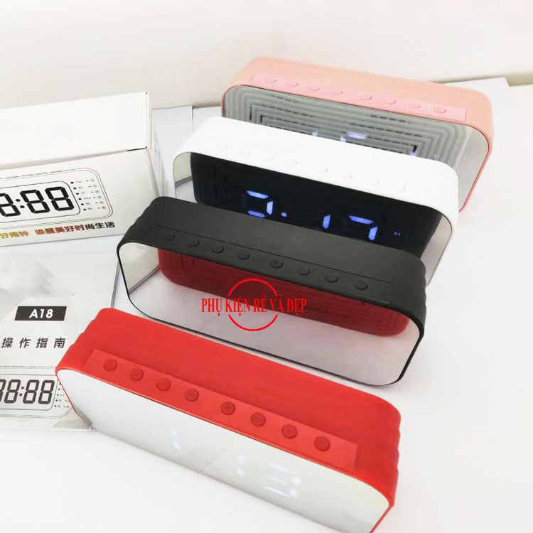 Loa Bluetooth kiêm đồng hồ, nhạc FM, đo nhiệt độ, có khe cắm thẻ nhớ - Loa đồng hồ mặt gương