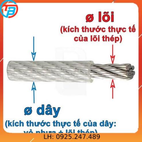 Cáp bọc nhựa (cáp thép bọc nhựa) bán lẻ từng mét THAIBINHVINA