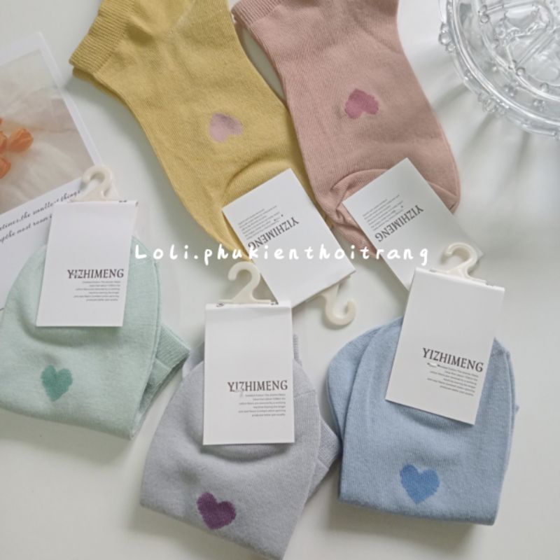 Tất Vớ Nữ Cổ Ngắn In Hình Trái Tim Xinh Xắn Cho Nữ (TN001)