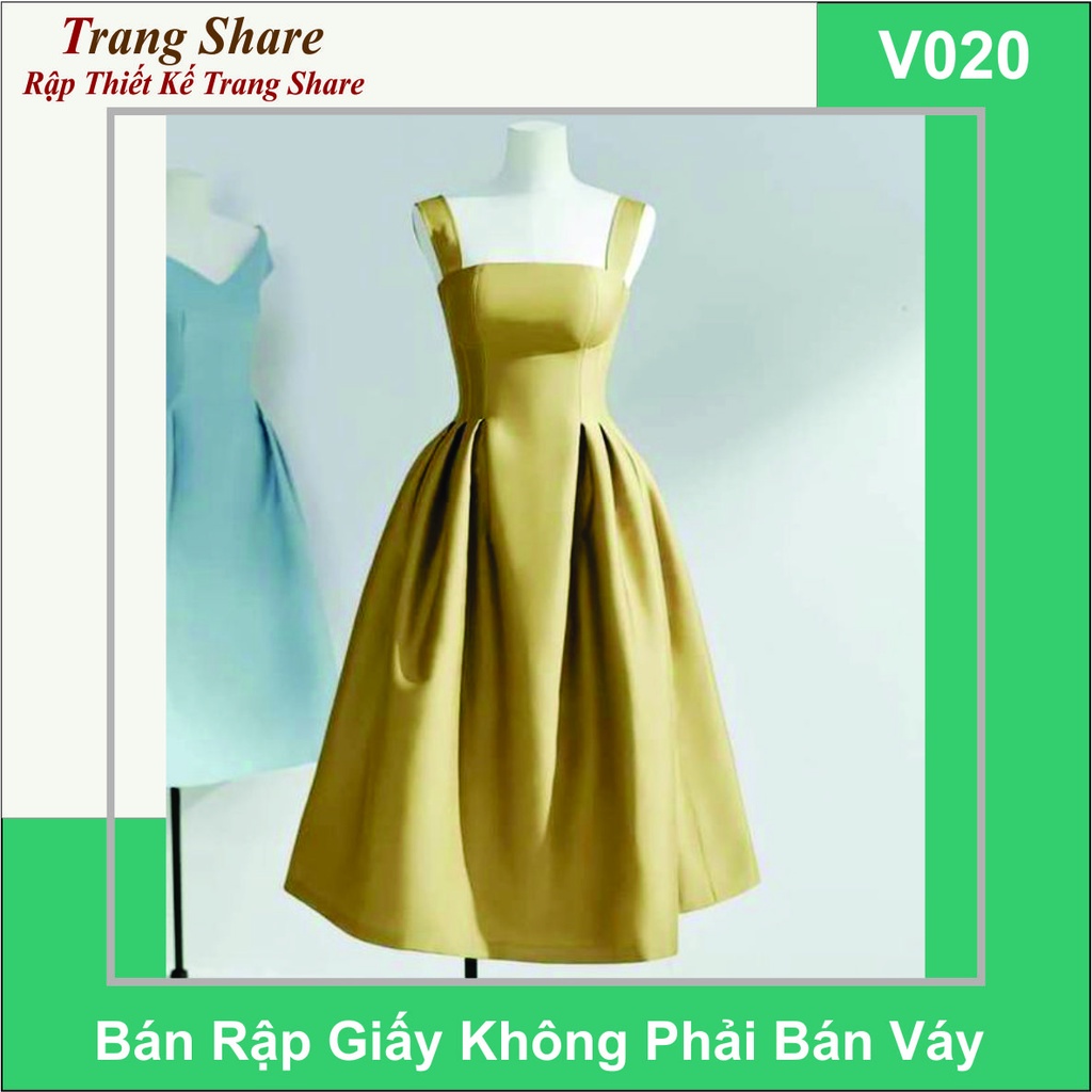 Rập Giấy Váy Hai Dây V020