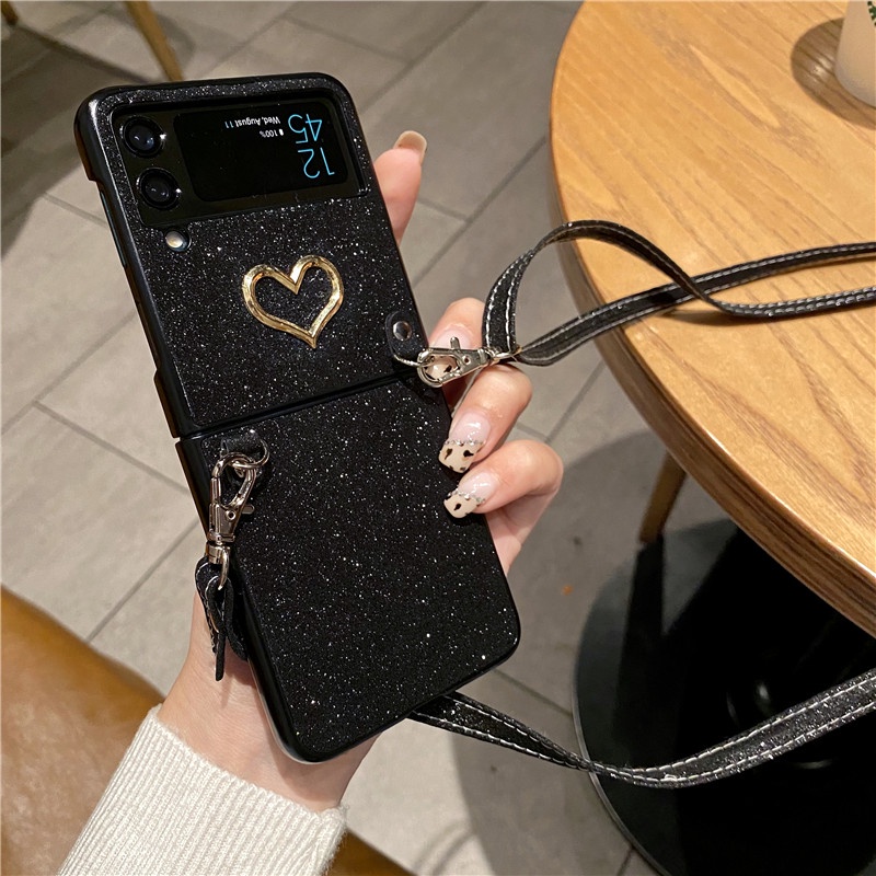 Ốp Điện Thoại Da PU Nắp Lật Toàn Diện Chống Sốc Đính Kim Tuyến Cho Samsung Galaxy Z Flip 3 5G Flip3 Zlip3 Samsung Z Flip3 Z3