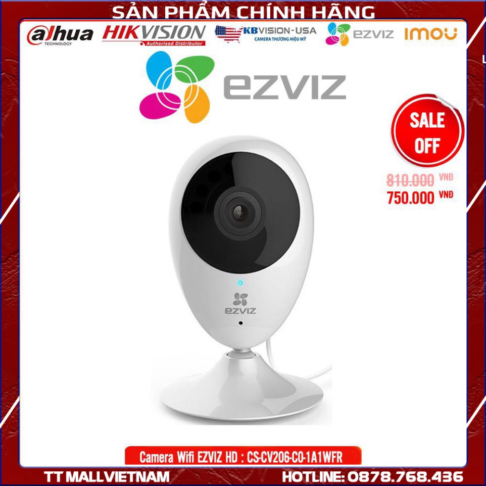 Camera Wifi EZVIZ C2C 720P (CS-CV206-C0-1A1WFR)- Bảo hành chính hãng 2 năm