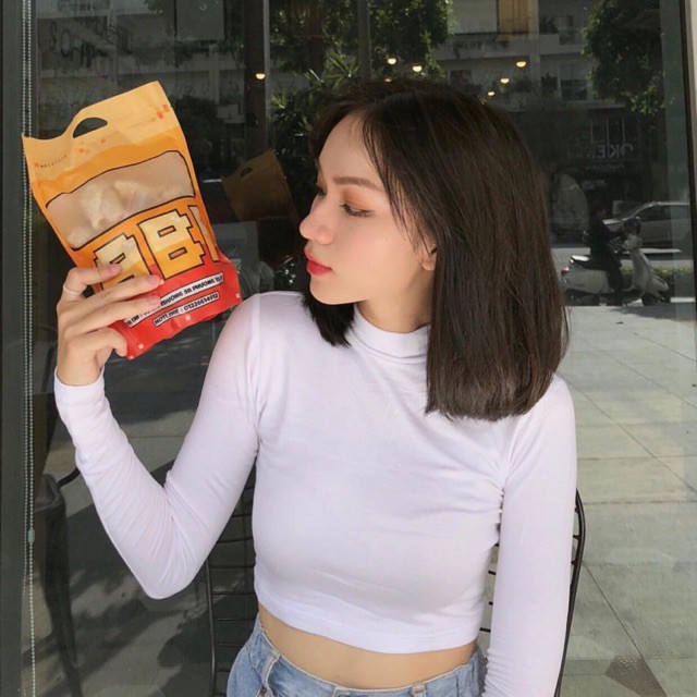 Áo Croptop Cổ Lọ Dài Tay Chất Thun Co Dãn 4 Chiều Mùa Trắng Freesize  "CROPTOP CỔ LỌ TAY DÀI" | BigBuy360 - bigbuy360.vn