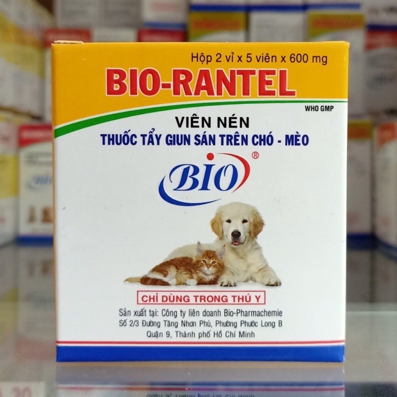 viên sổ giun chó mèo Bio rantel - 1 hộp 10 viên