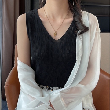 Áo Croptop Dệt Kim Cổ Chữ V Thời Trang Xuân Hè Mới Cho Nữ