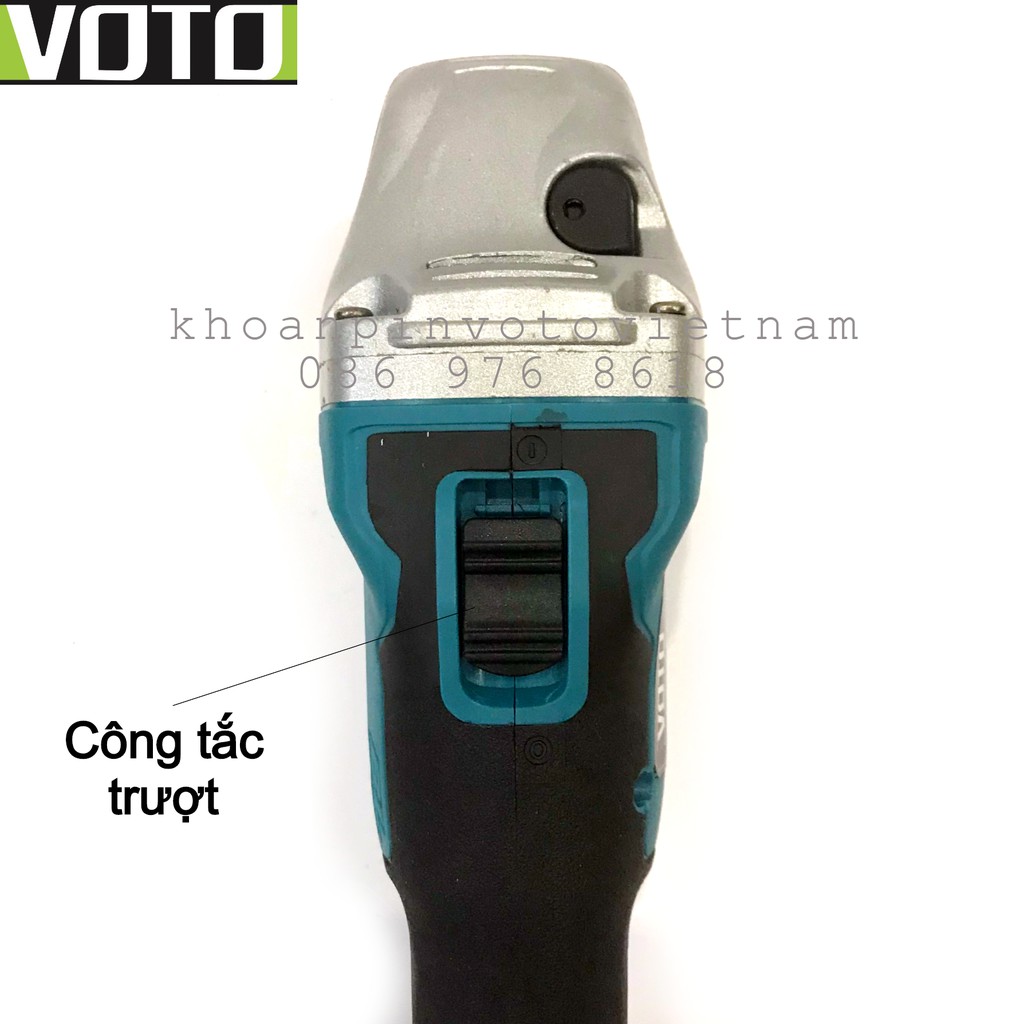 Máy mài cắt pin Voto không chổi than trục 10mm 12.5mm công tắc trượt sạc đế có pin dự phòng (màu xanh)