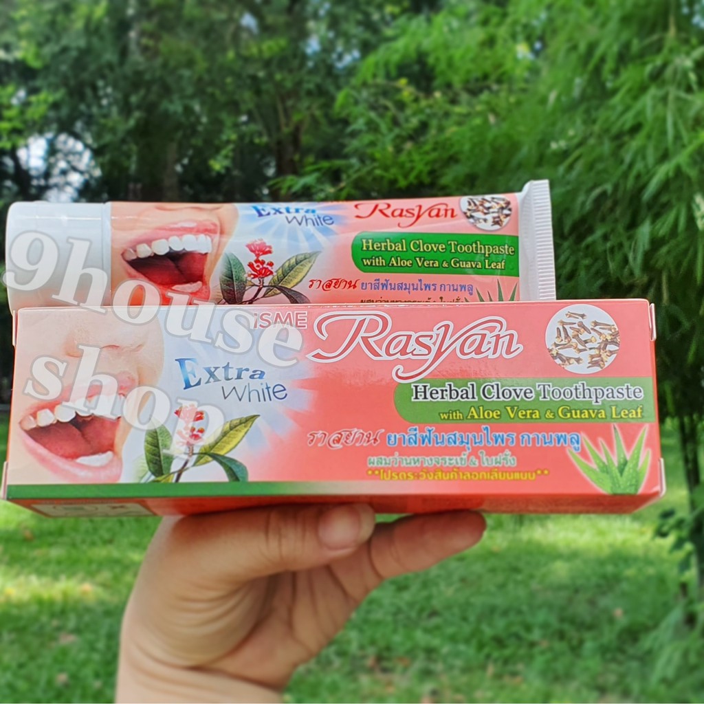 01 TUÝP Kem Trắng Răng ISME RASYAN Herbal Clove Toothpast with Aloe Vera &amp; Guava Leaf Thái Lan 100gram