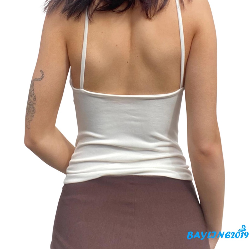 Áo hai dây màu trơn cổ chữ U thời trang cho nữ