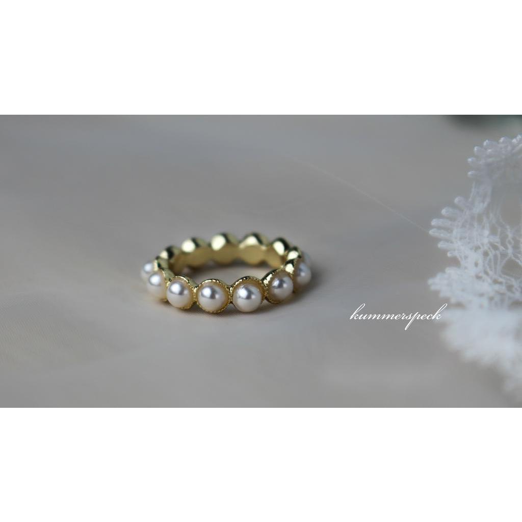 Nhẫn Đeo Tay Kim Loại Đính Ngọc Trai Giả Thanh Lịch Cho Nữ