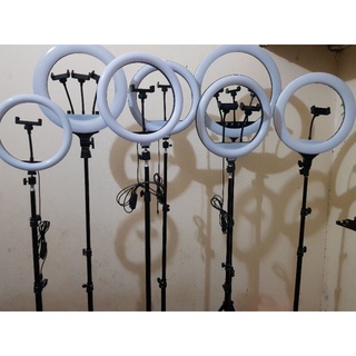 Đèn Livestream size 36 cm + chân 2m1+3 kẹp ĐT + điều khiển , hỗ trợ chụp ảnh make up trang điểm nhiều chế độ sáng