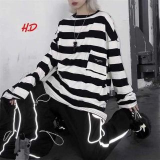 PHÔNG  KẺ SỌC TAY DÀI  FOM THỤNG BIG SIZE UNISEX