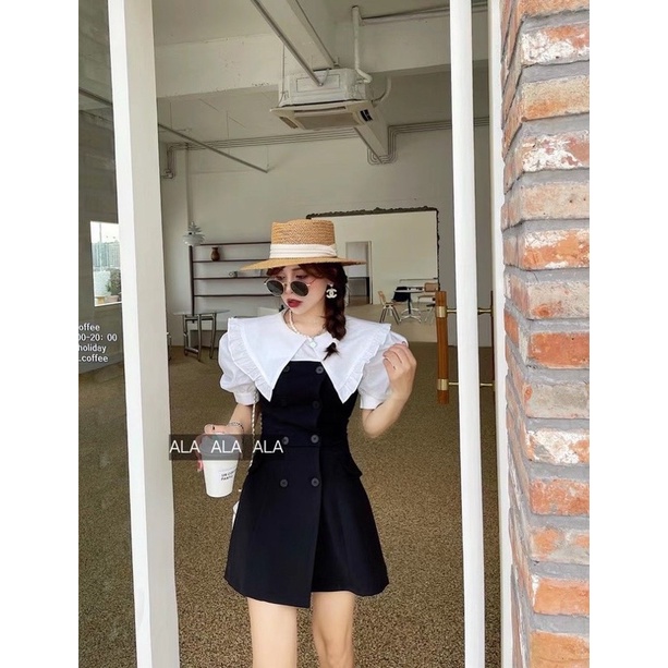 VÁY THÔ THIẾT KẾ CỔ BÈO 2 MÀU PHONG CÁCH HÀN QUỐC (hàng sẵn)