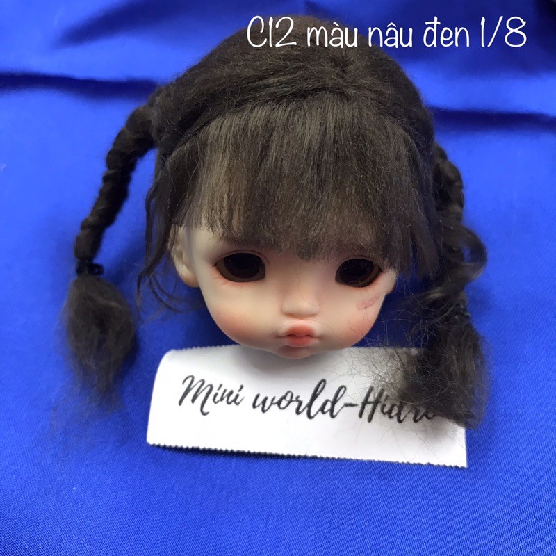 Wig len Tóc giả dành cho búp bê BJD Size 1/8, Baboliy, Amy handmade.